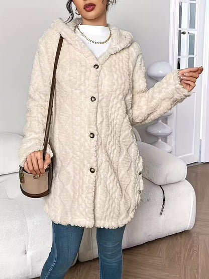 Cappotto Cardigan in Pile con Cappuccio