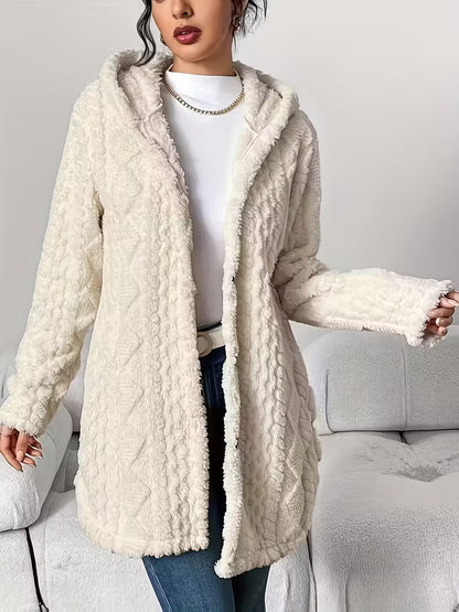 Cappotto Cardigan in Pile con Cappuccio