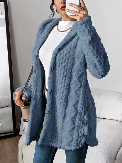 Cappotto Cardigan in Pile con Cappuccio