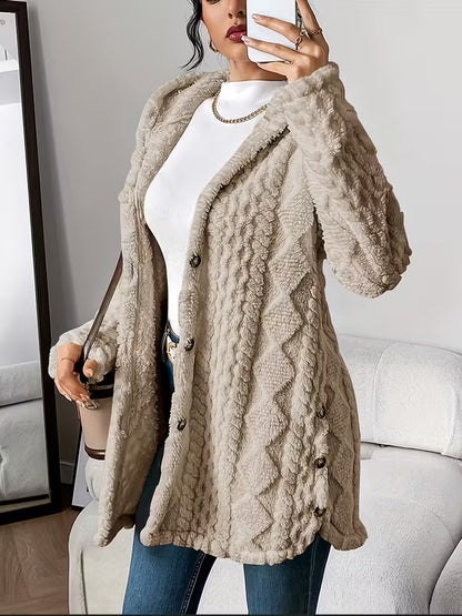 Cappotto Cardigan in Pile con Cappuccio