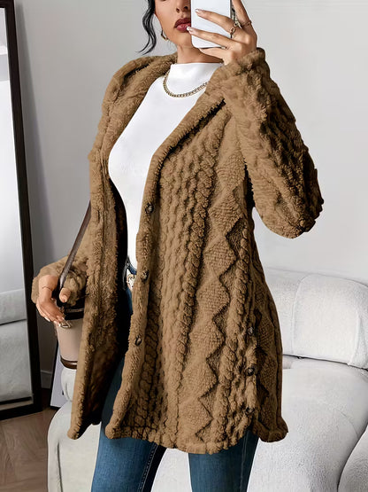 Cappotto Cardigan in Pile con Cappuccio