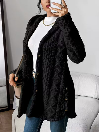 Cappotto Cardigan in Pile con Cappuccio
