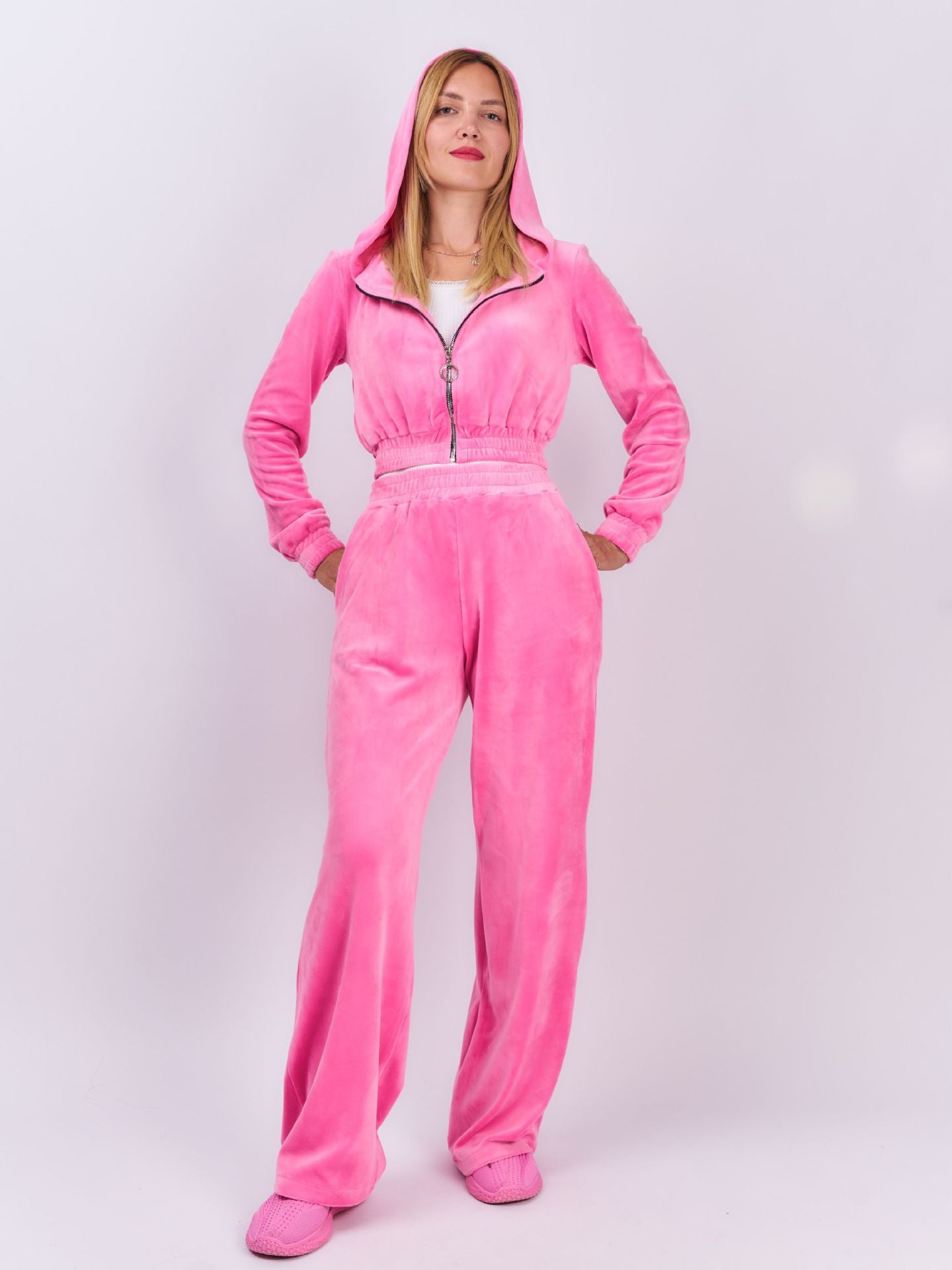 Completo Tuta con Zip e Pantaloni a Vita Alta