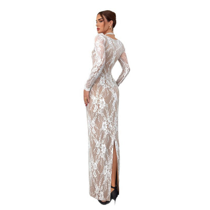 Abito Elegante con Scollo Quadrato e Dettagli in Pizzo