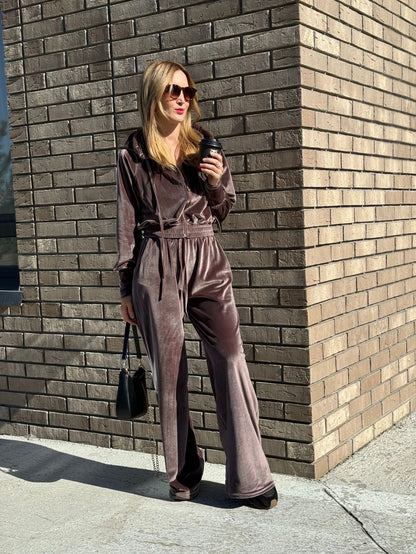 Completo Tuta con Zip e Pantaloni a Vita Alta