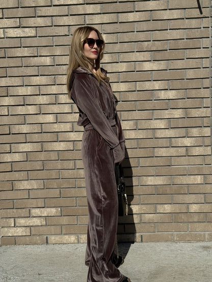 Completo Tuta con Zip e Pantaloni a Vita Alta