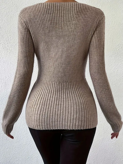 Pullover a Costine con Scollo a V