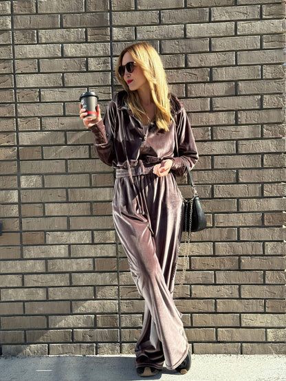 Completo Tuta con Zip e Pantaloni a Vita Alta