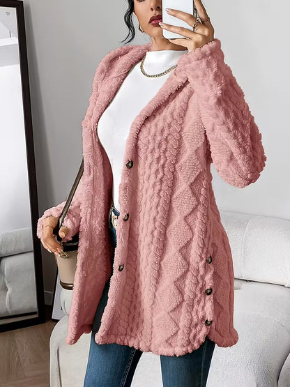 Cappotto Cardigan in Pile con Cappuccio