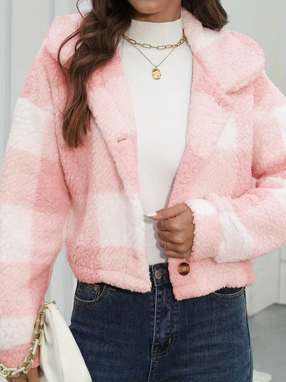 Giacca Teddy a Quadri con Bottoni