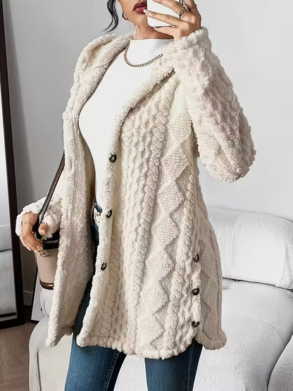 Cappotto Cardigan in Pile con Cappuccio