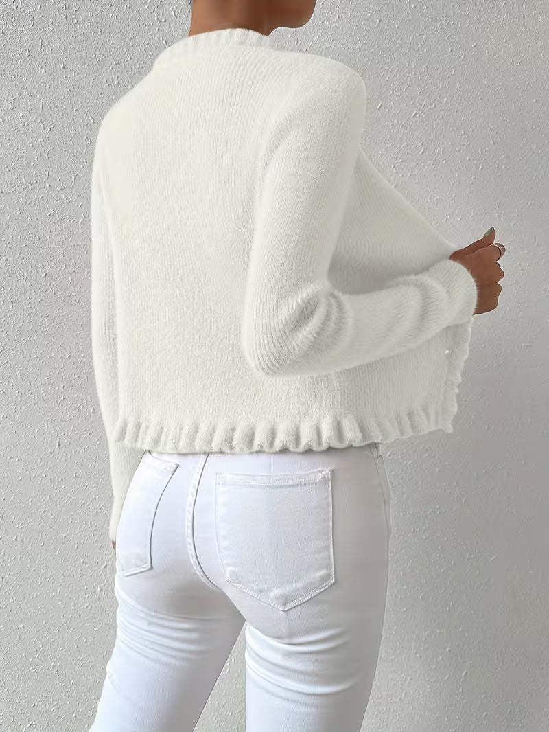 Maglioncino Elegante con Scollo a V e Bottoni