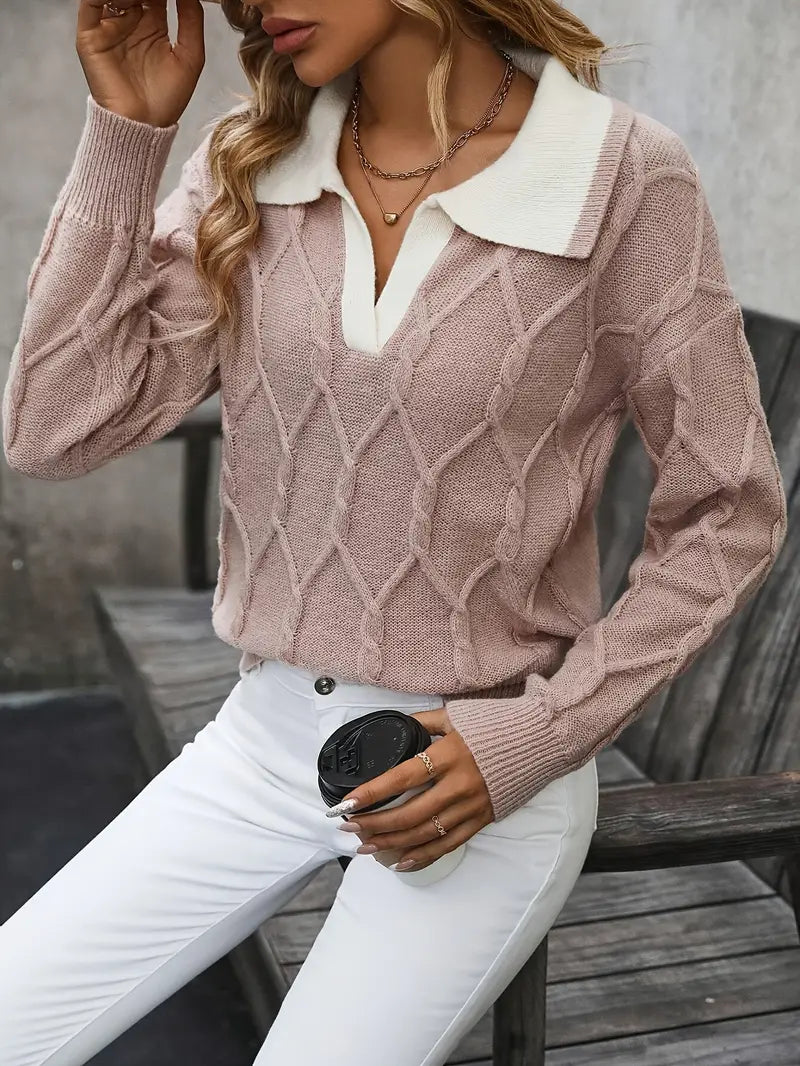 Maglione Elegante con Colletto a Risvolto